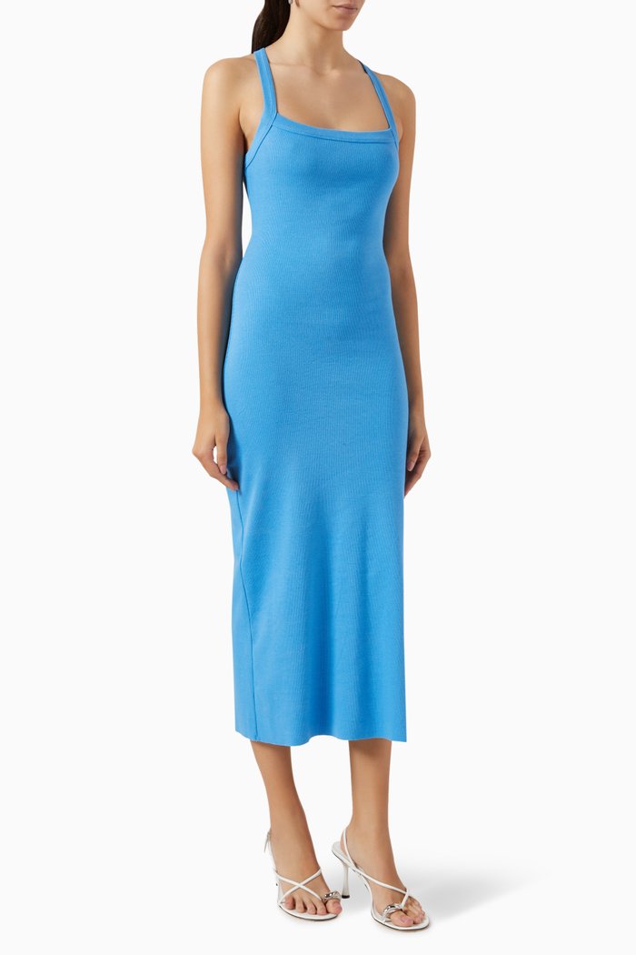 

Midori Midi Dress in Organic-cotton Marled Rib, Blue