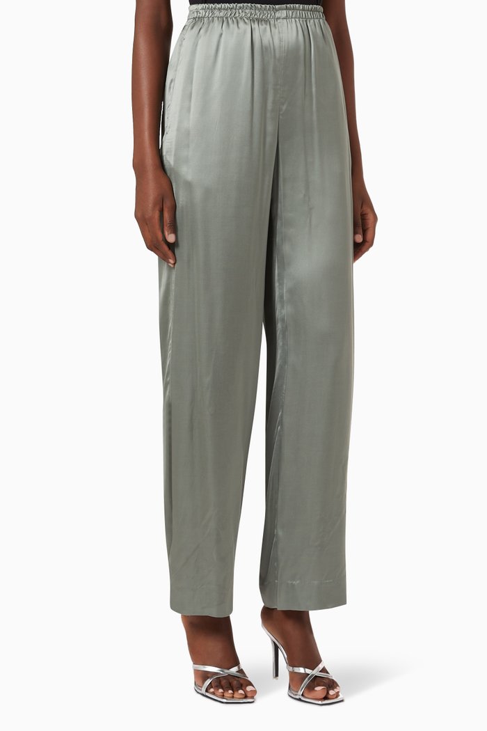 

Drop Waist Pants in Viscose-satin, Grey