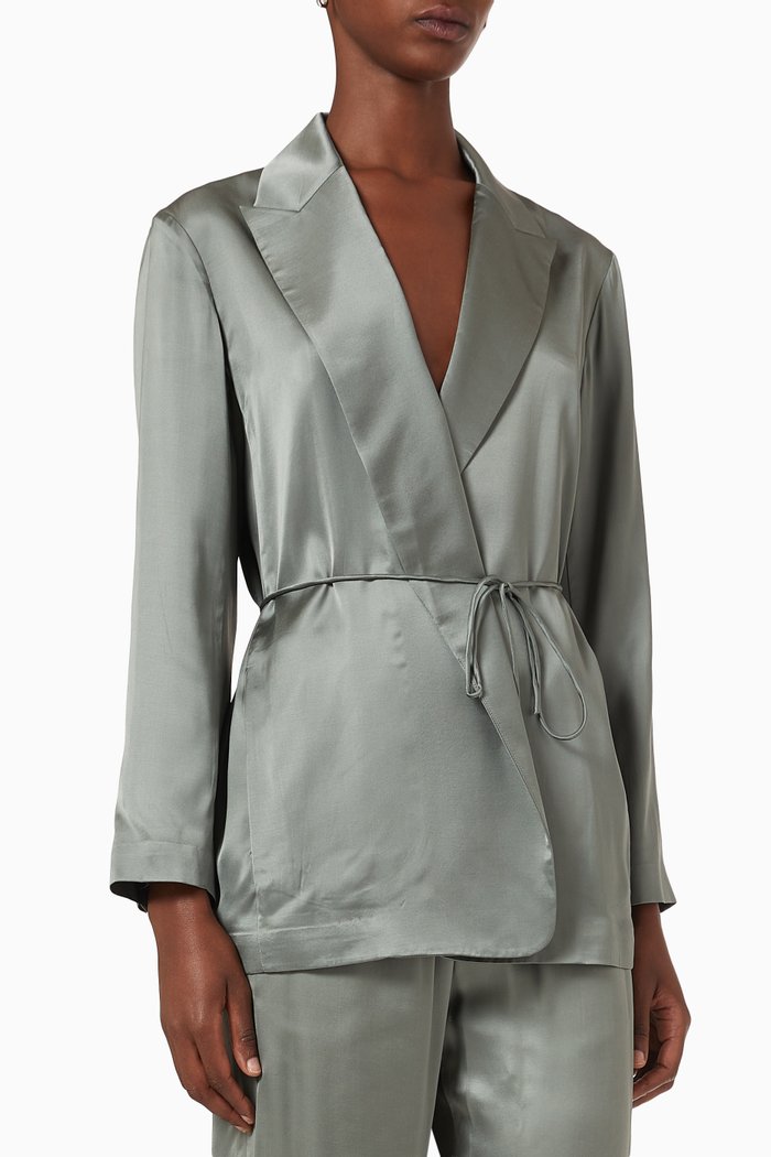 

Draped Soft Blazer in Viscose-satin, Grey