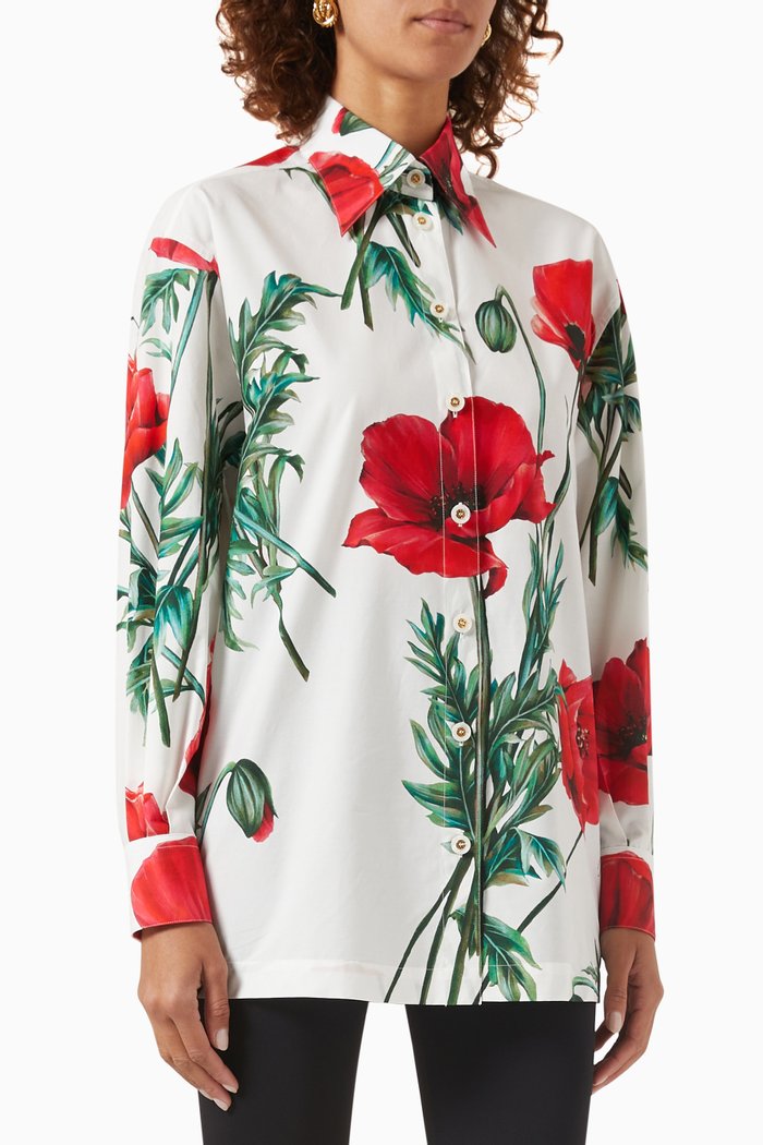 

Poppy-print Shirt in Cotton-poplin, Multicolour