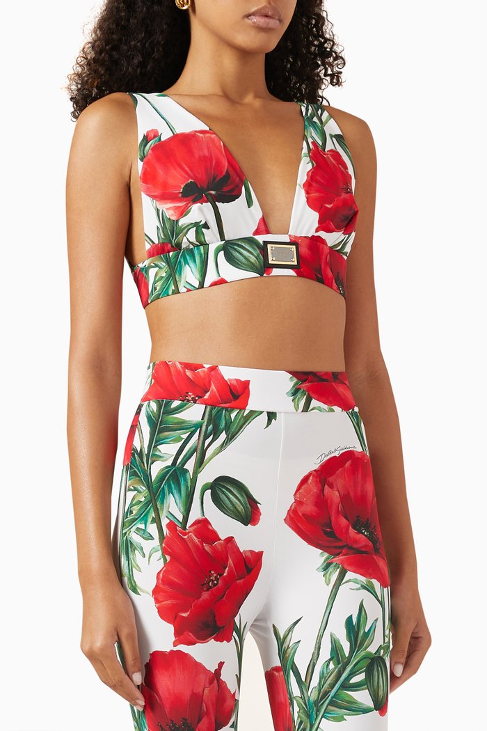 

Poppy-print Crop Top, Multicolour