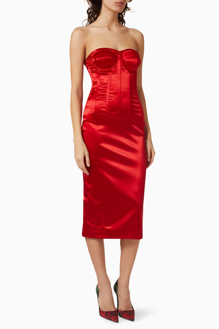 

Corset Dress in Satin, Red