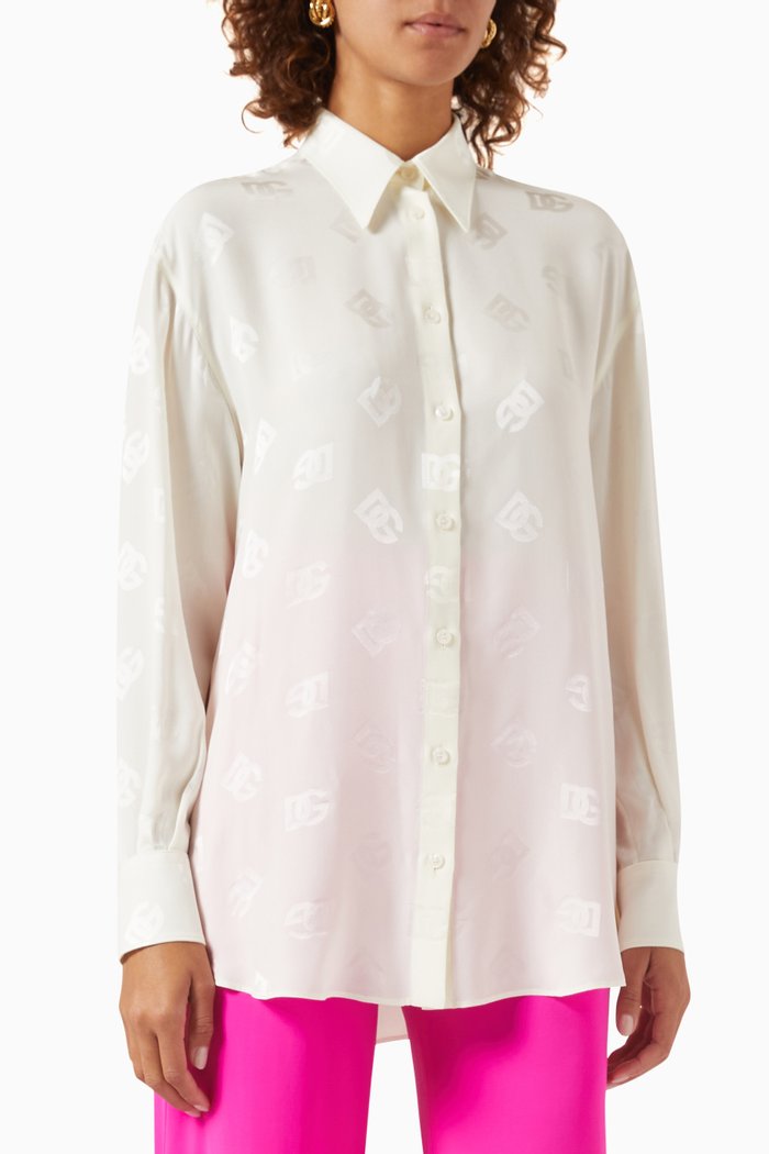 

Logo-jacquard Shirt in Silk, White