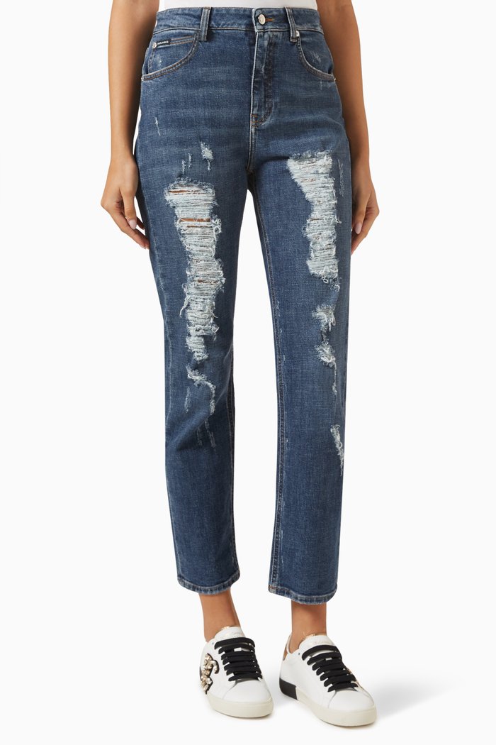 

Ripped High-rise Boyfriend Jeans, Multicolour