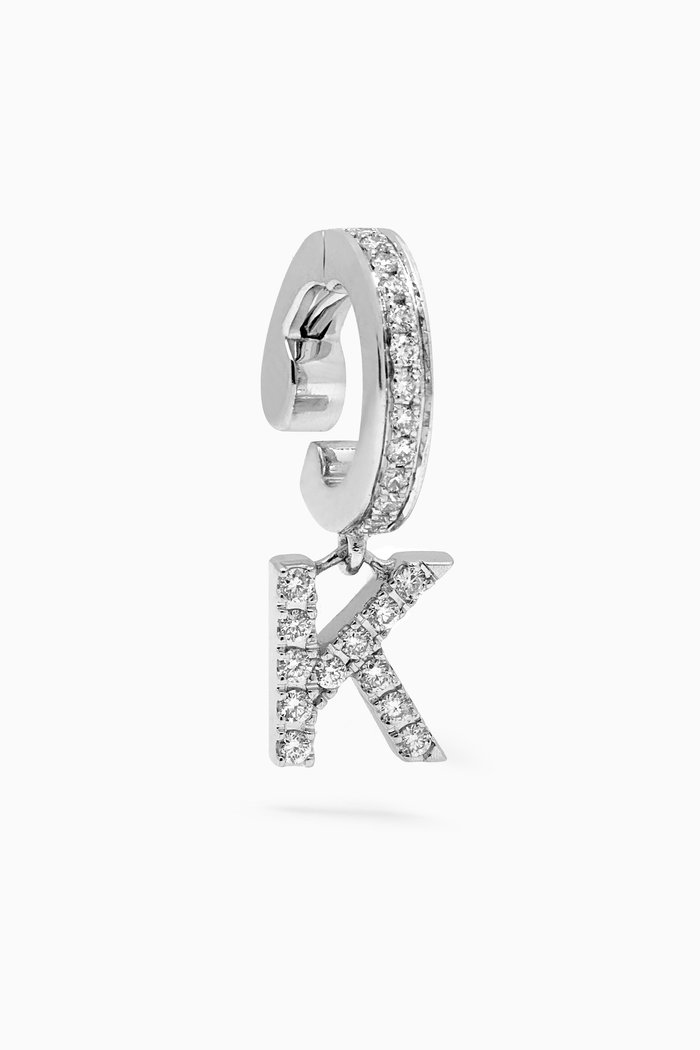 

A2Z Letter "K" Single Ear Cuff in 18kt White Gold