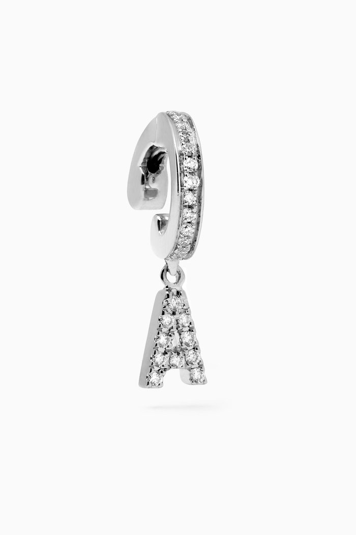A2Z Letter "A" Single Ear Cuff in 18kt White Gold