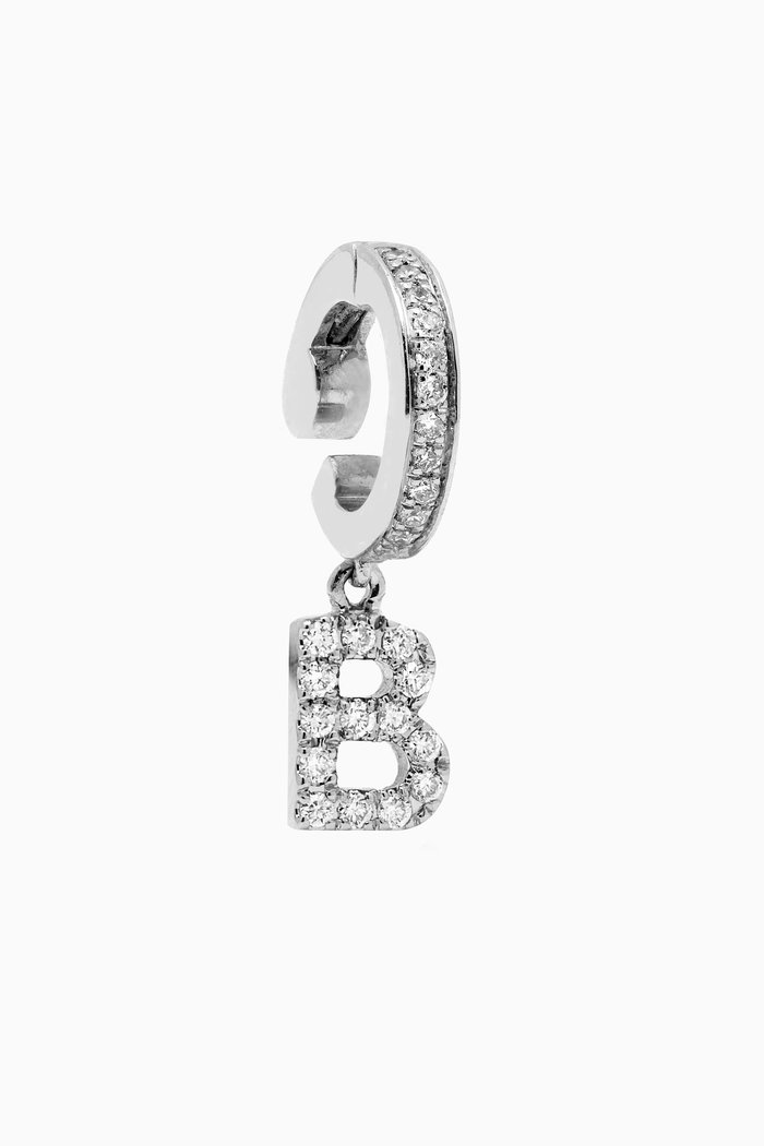 A2Z Letter "B" Single Ear Cuff in 18kt White Gold