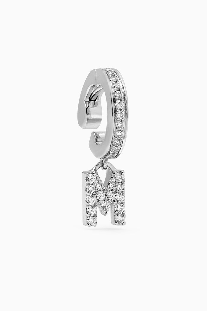 A2Z Letter "M" Single Ear Cuff in 18kt White Gold