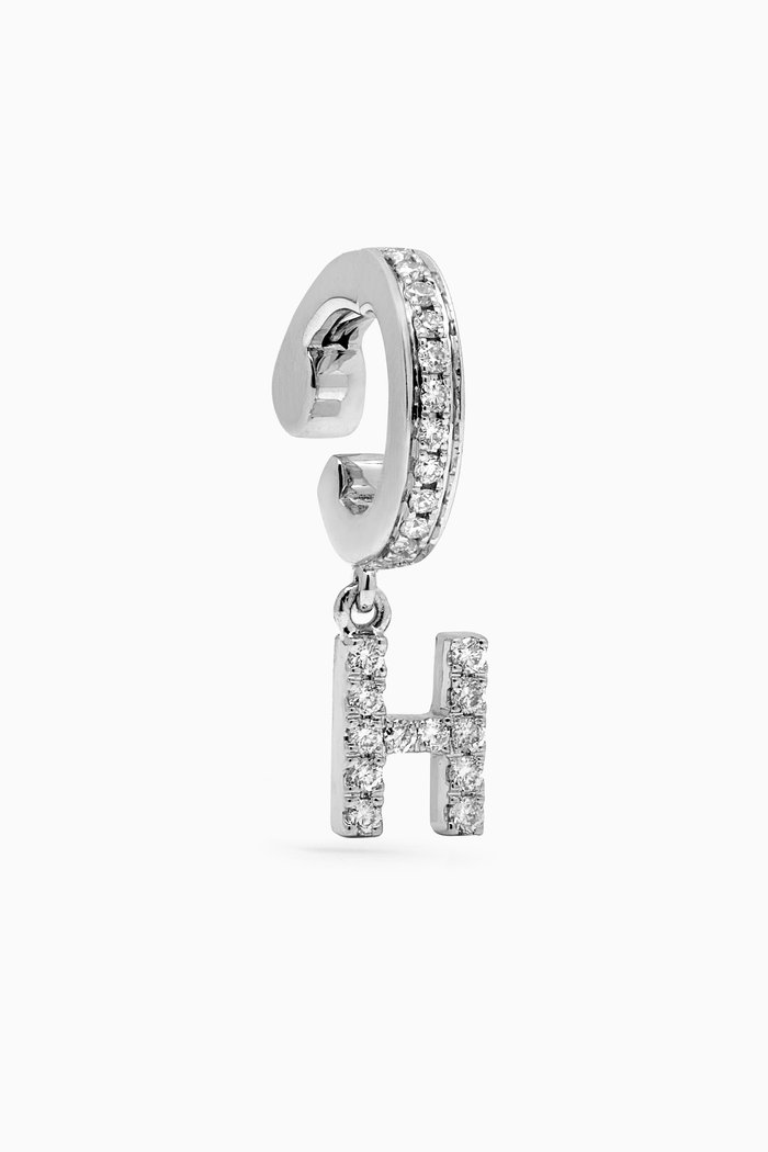 

A2Z Letter "H" Single Ear Cuff in 18kt White Gold