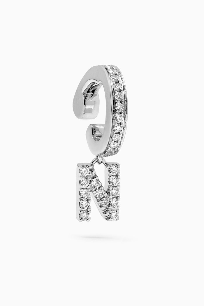 

A2Z Letter "N" Single Ear Cuff in 18kt White Gold