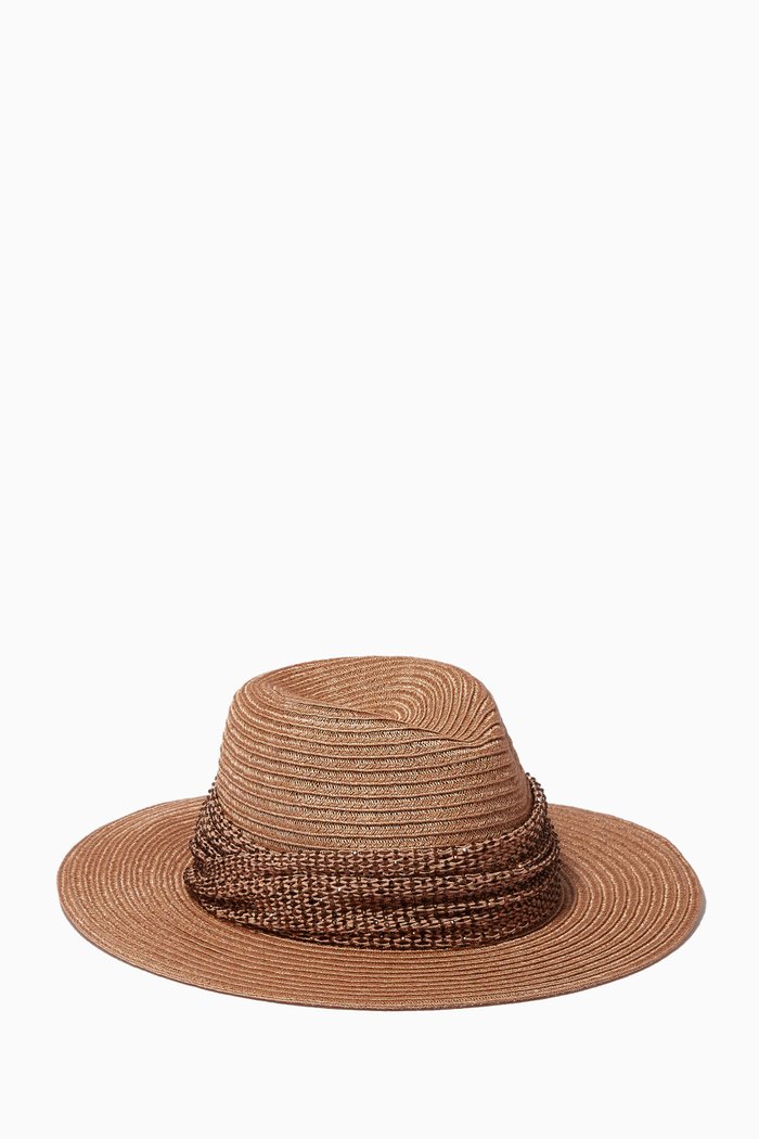 Courtney Fedora Hat in Straw, Brown