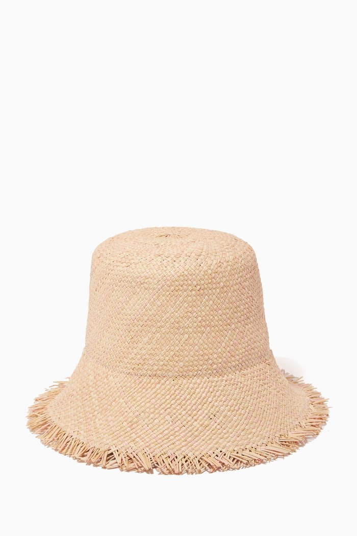 

Ramona Fringed Bucket Hat in Straw, Neutral