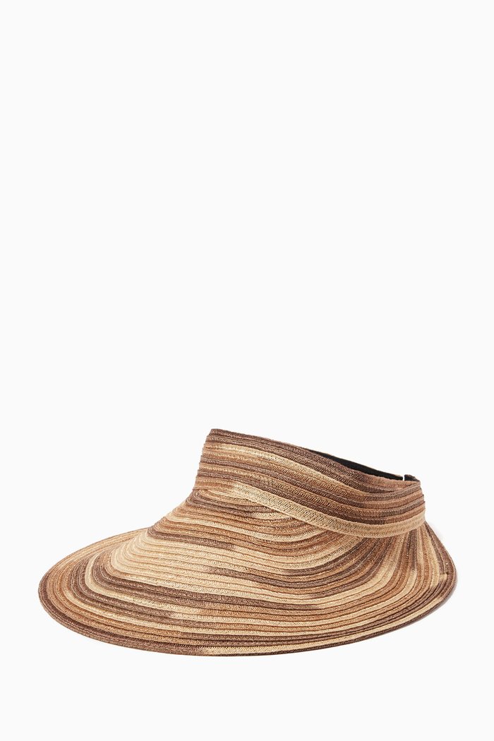 

Trixie Tie-Dye Visor in Rollable Straw, Brown
