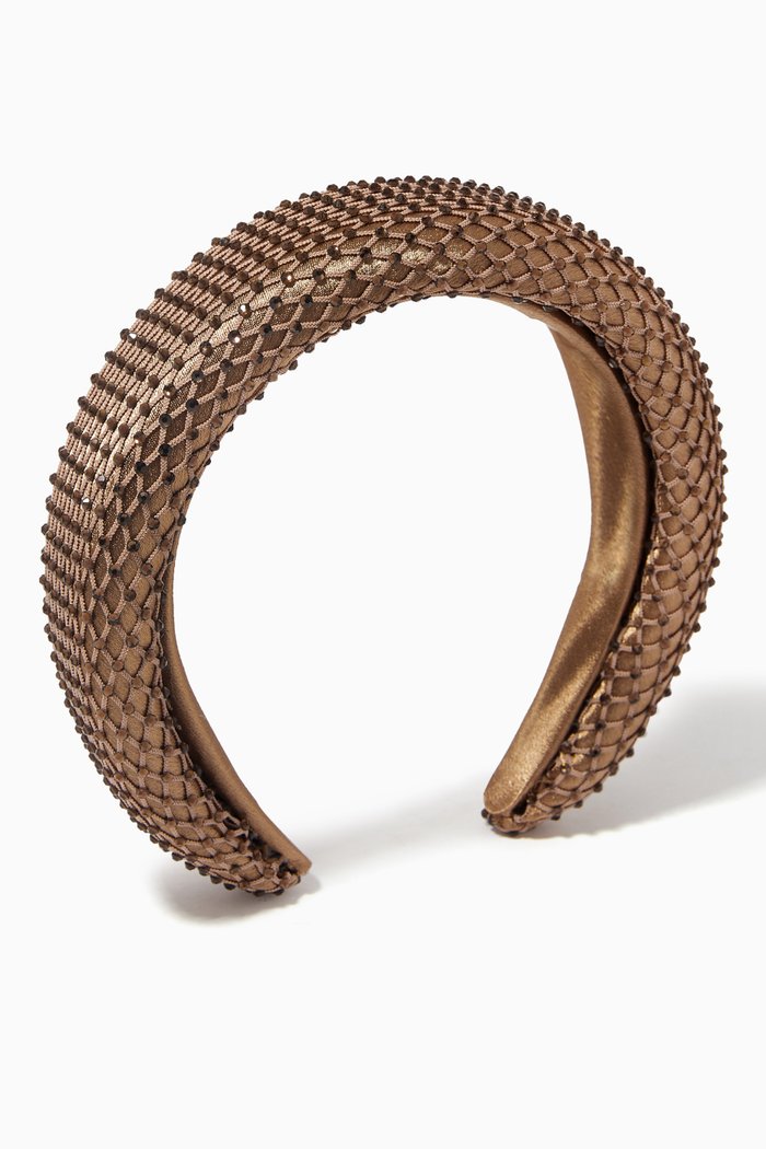 

Cora Headband in Crystal Mesh, Brown