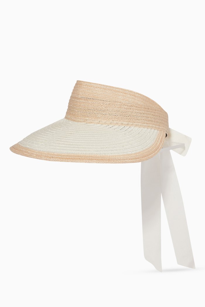 

Ricky Visor with Bow in Packable Straw, Neutral