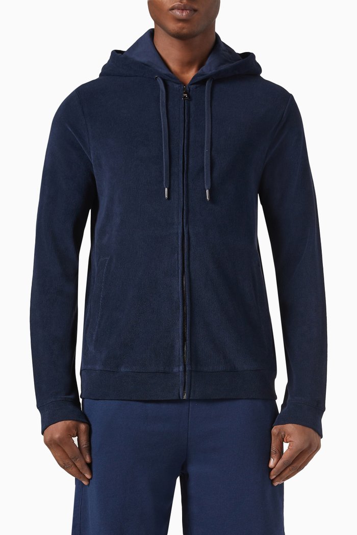 

Isaac Hoodie in Cotton Terry, Blue