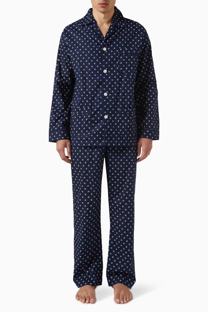 

Nelson 93 Medallion Print Pyjama Set in Cotton, Blue