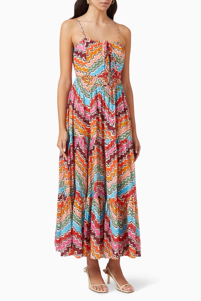 

Zoe Printed Maxi Dress in Cotton, Multicolour