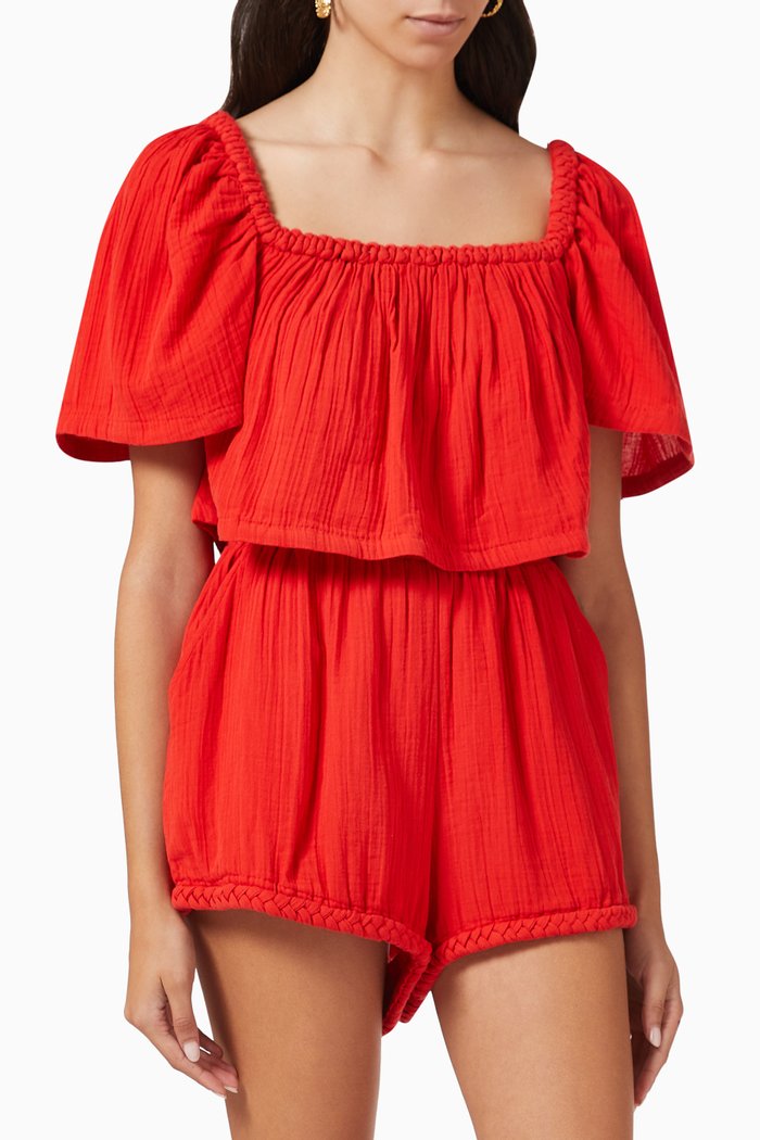 

Roja Cropped Top in Cotton, Red