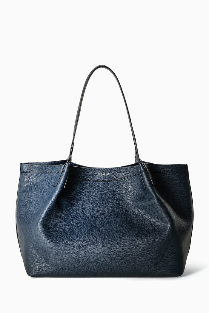 

Small Secret Tote Bag in Rugiada Leather, Blue