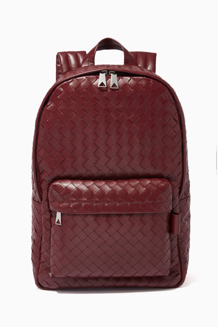 

Classic Medium Intrecciato Backpack in Lamb Skin, Burgundy