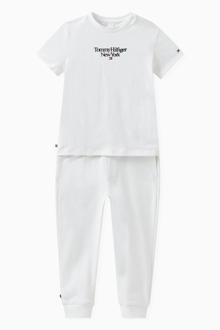 

Logo Print T-shirt and Sweatpants, Set of Two, White