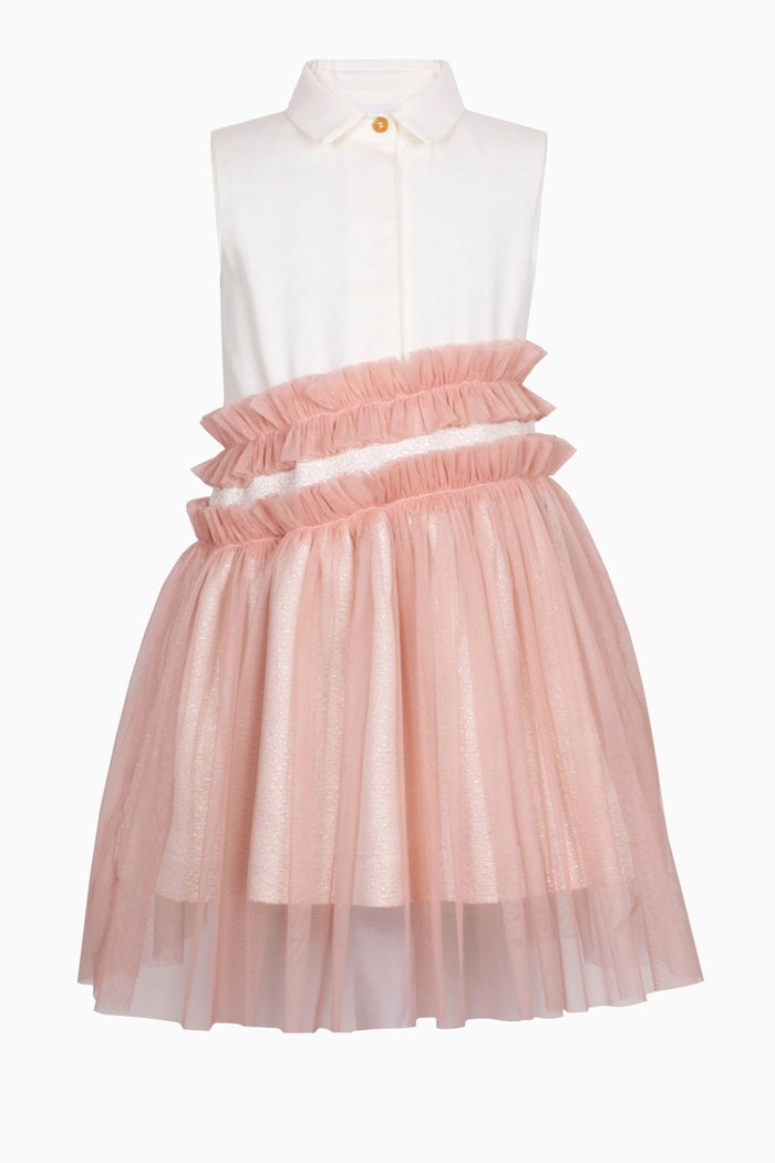 

Grace Floral-print Dress in Cotton and Tulle, Pink