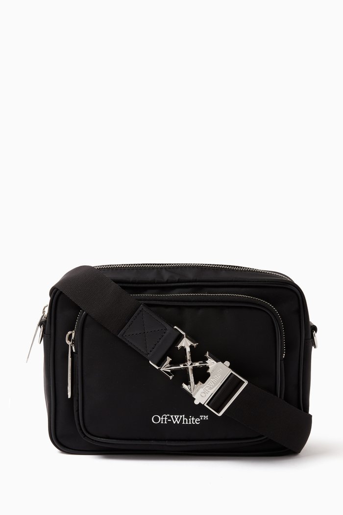 Arrow Camera Crossbody Bag in Nylon, Black