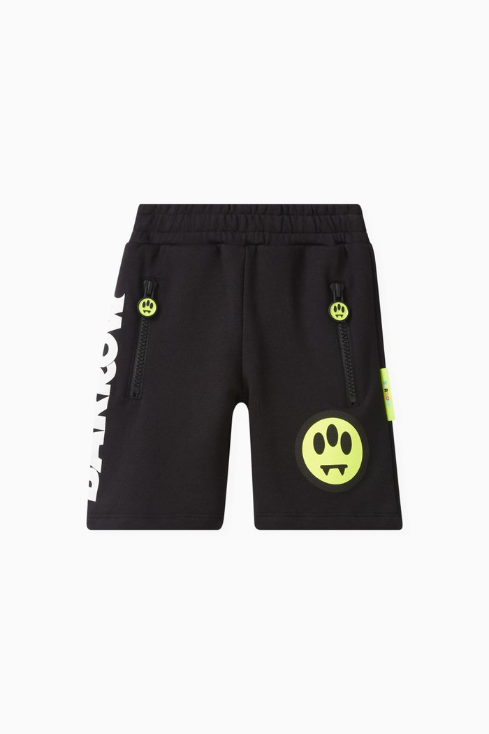 

Smiley-print Sweatshorts in Cotton, Black