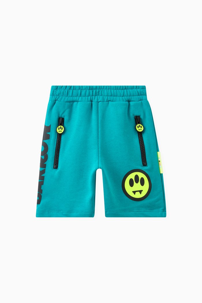 Smiley-print Sweatshorts in Cotton, Green