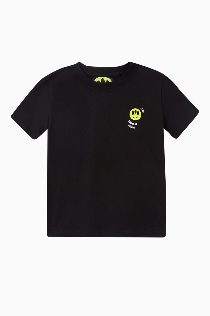 

Bear Graphic Printed T-shirt in Cotton, Black