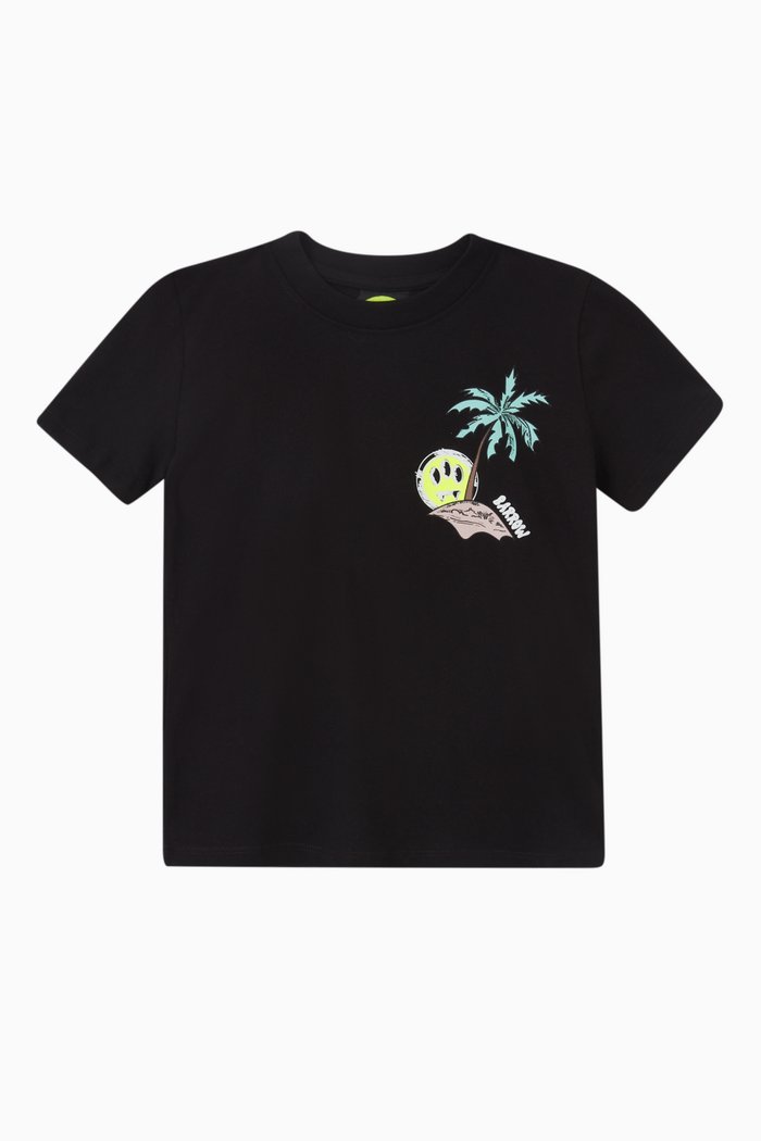 

Smiley Graphic Printed T-shirt in Cotton, Black
