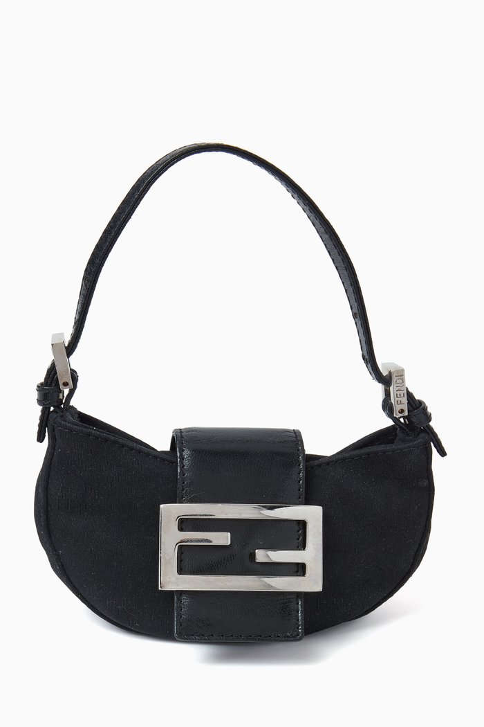 

Mini Croissant Bag in Canvas, Black