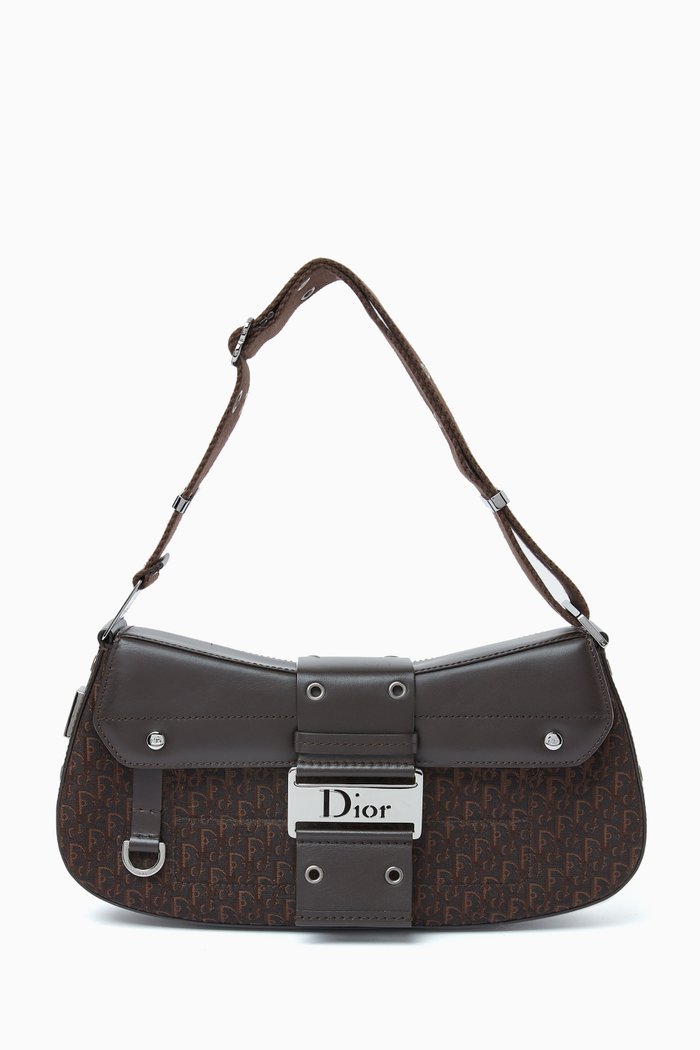 

Columbus Shoulder Bag in Diorissimo Canvas & Leather, Brown