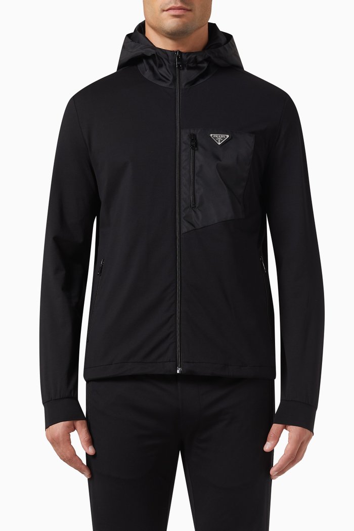 Track Jacket in Nylon, Black