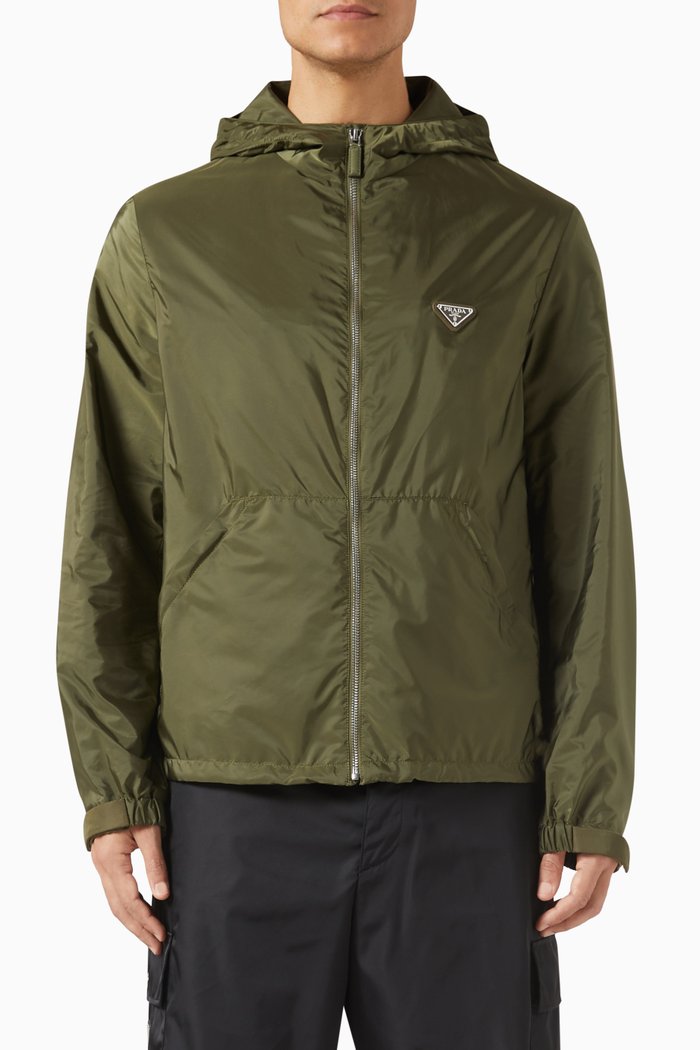 Logo Jacket in Re-Nylon, Green