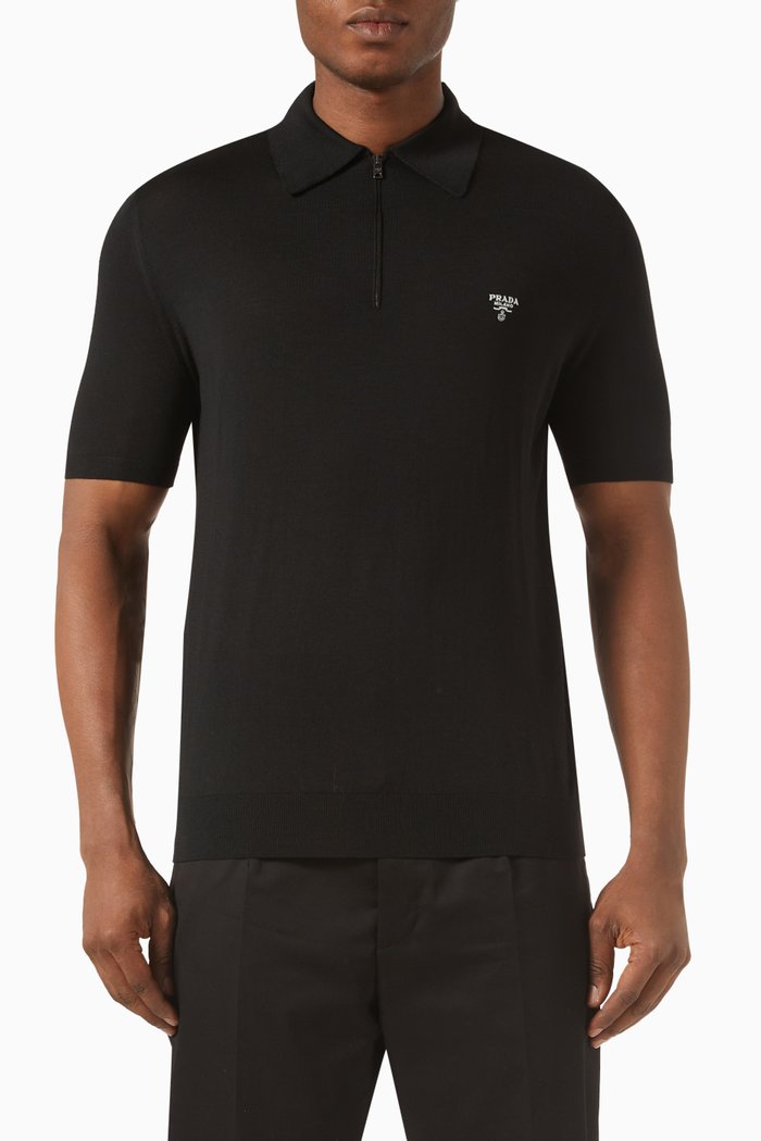 

Polo Shirt in Wool, Black