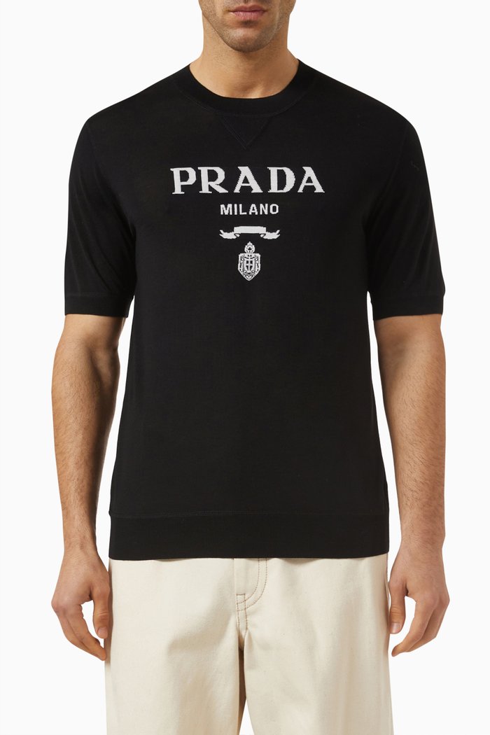 

Logo Sweater in Lightweight Wool, Black