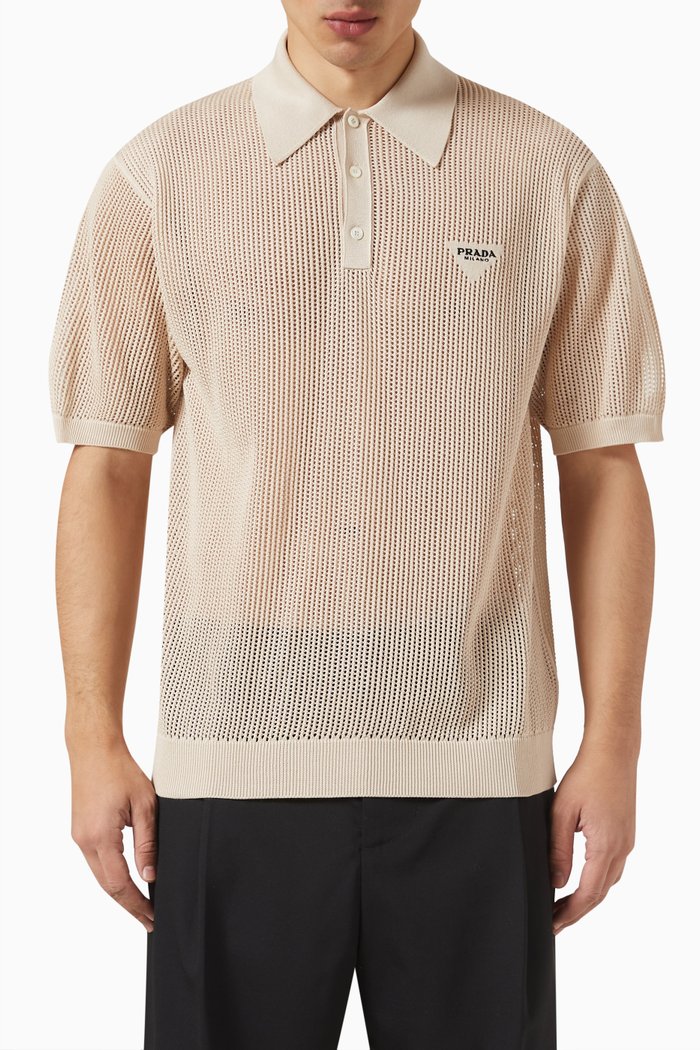 

Logo Polo Shirt in Silk Blend, Neutral