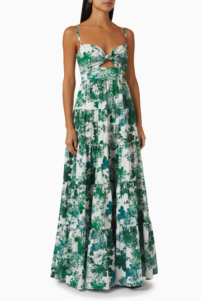 

Delilah Cut-out Maxi Dress in Cotton-poplin, Green
