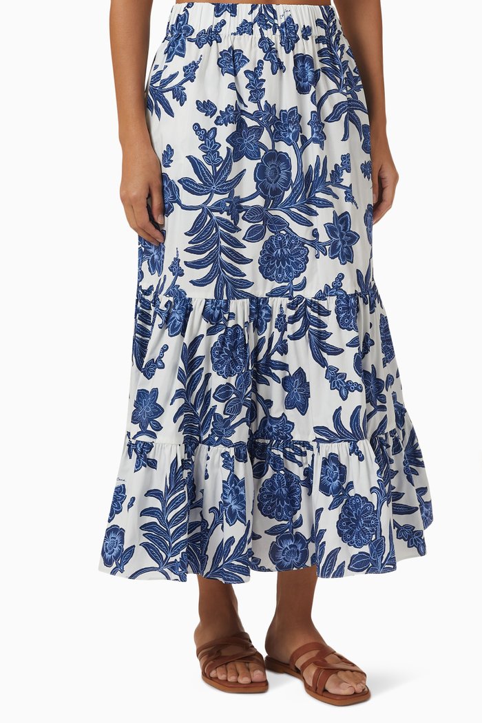 

Chase Tiered High-rise Midi Skirt in Cotton-poplin, Neutral