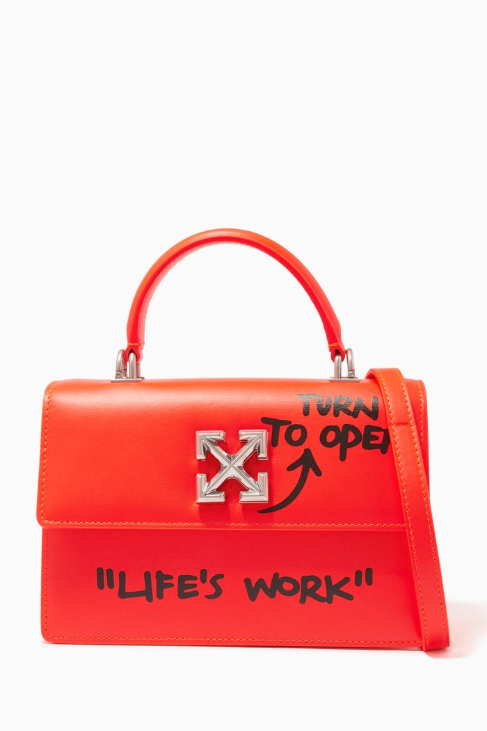 

Jitney 1.4 Quote Top-handle Bag in Calf Leather, Orange
