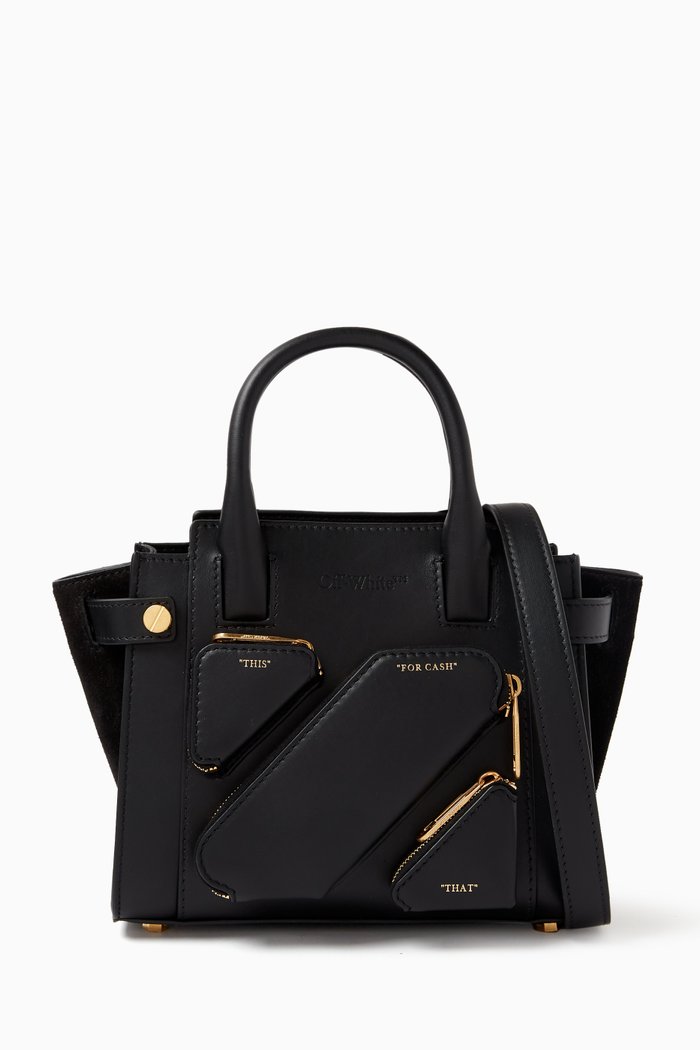 

Small City Tote Shoulder Bag in Leather, Black