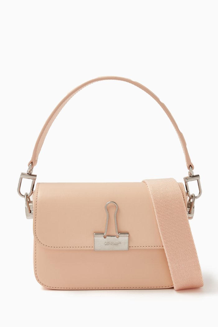 

Small Plain Binder Shoulder Bag in Leather, Neutral