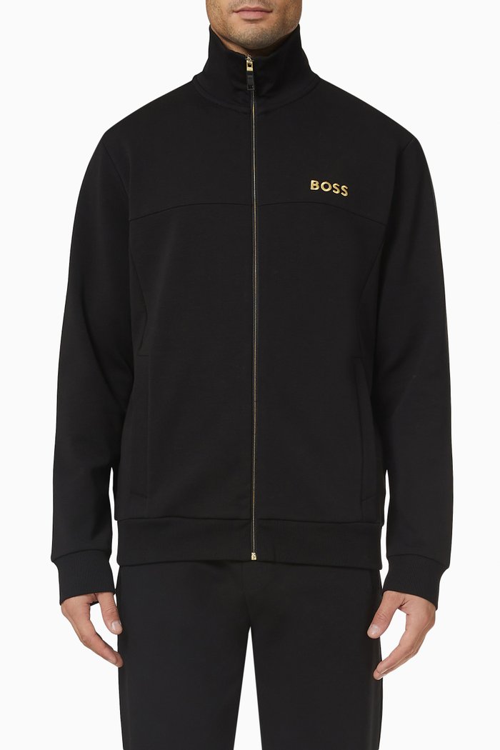 

Embroidered Logo Sweatshirt in Jersey, Black