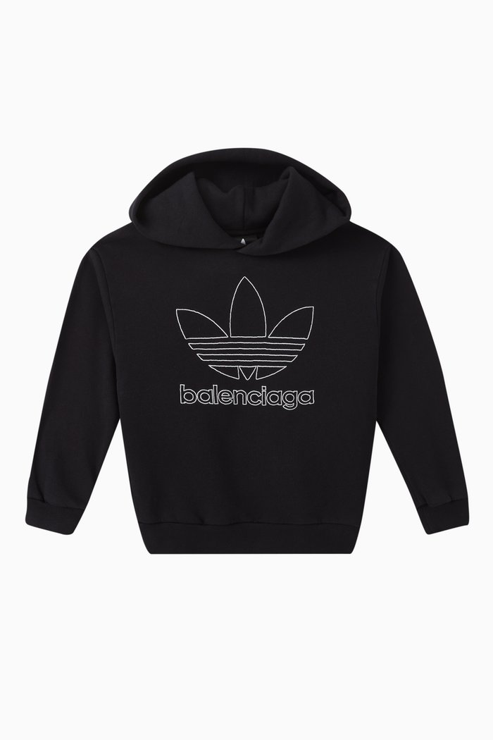 

Balencaiga x Adidas Logo Print Hoodie in Cotton, Black