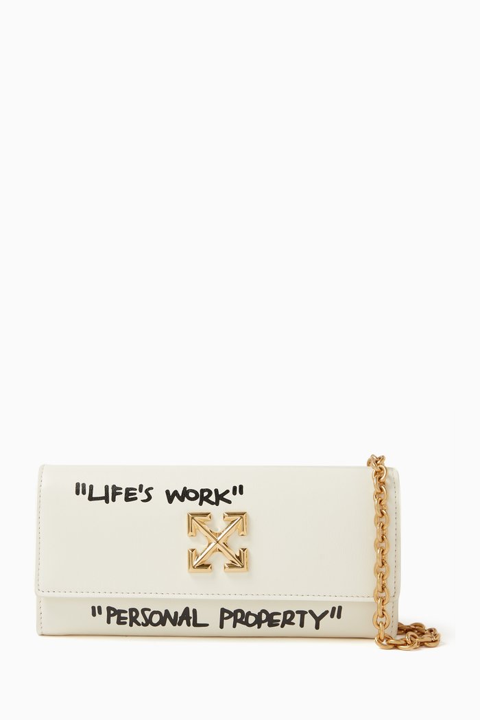 

Jitney Quote Wallet on Chain in Leather, White