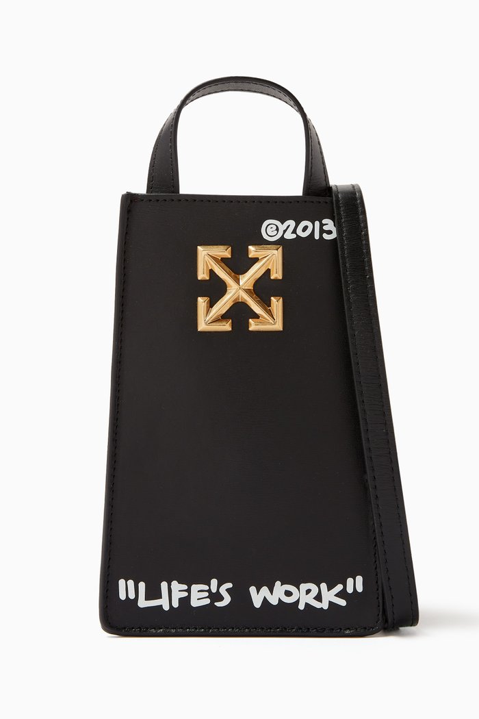 

Jitney Phone Bag in Leather, Black