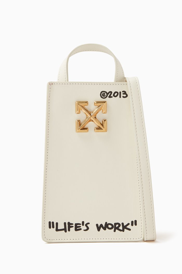 

Jitney Phone Bag in Leather, White