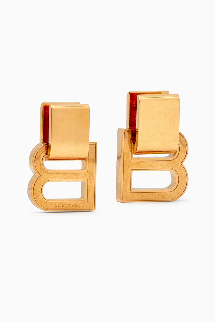 

Hourglass Earrings in Brass, Gold